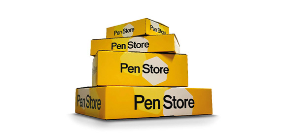 stack of branded packaging designed in a corrugated cardboard